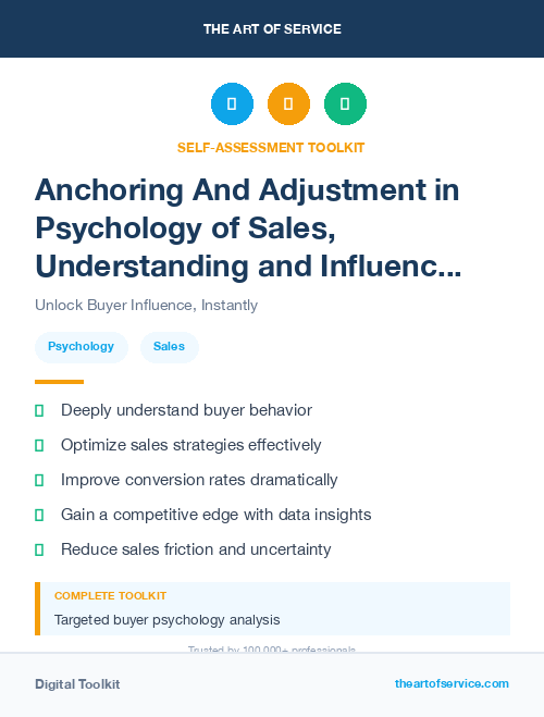 Anchoring And Adjustment in Psychology of Sales, Understanding and Influencing Buyers Dataset
