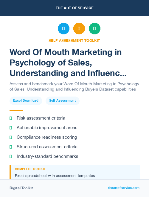 Word Of Mouth Marketing in Psychology of Sales, Understanding and Influencing Buyers Dataset