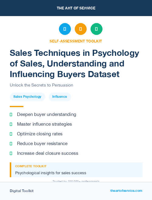 Sales Techniques in Psychology of Sales, Understanding and Influencing Buyers Dataset