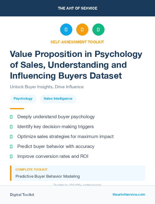 Value Proposition in Psychology of Sales, Understanding and Influencing Buyers Dataset