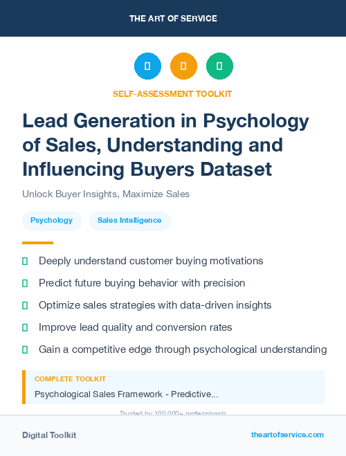 Lead Generation in Psychology of Sales, Understanding and Influencing Buyers Dataset