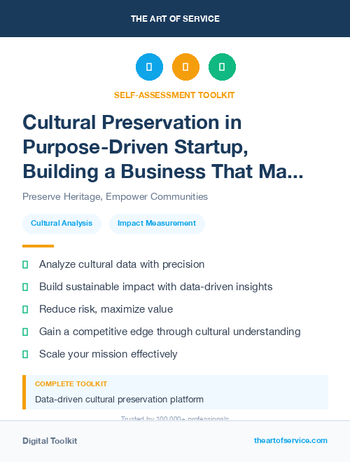 Cultural Preservation in Purpose-Driven Startup, Building a Business That Makes a Difference Dataset