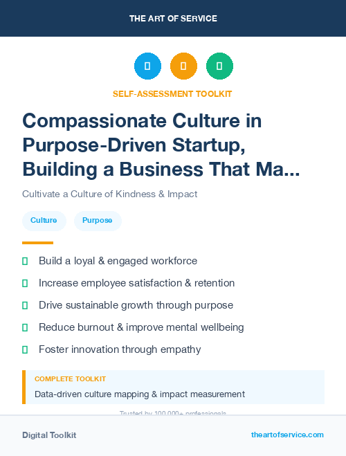 Compassionate Culture in Purpose-Driven Startup, Building a Business That Makes a Difference Dataset