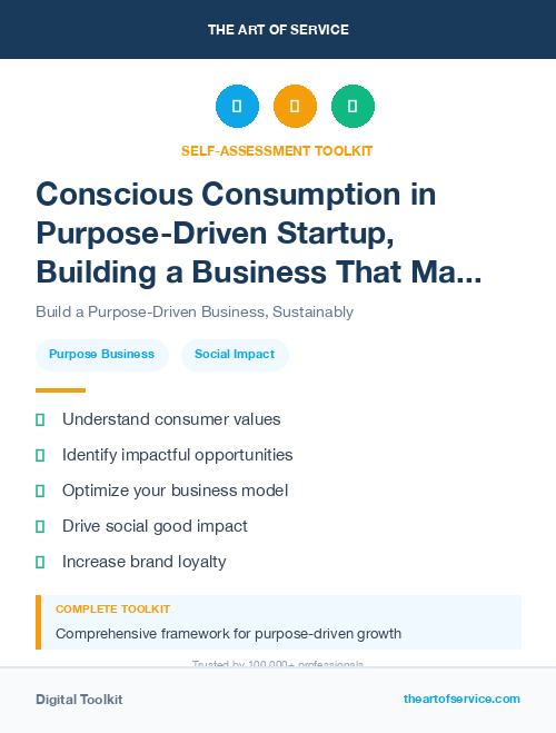 Conscious Consumption in Purpose-Driven Startup, Building a Business That Makes a Difference Dataset