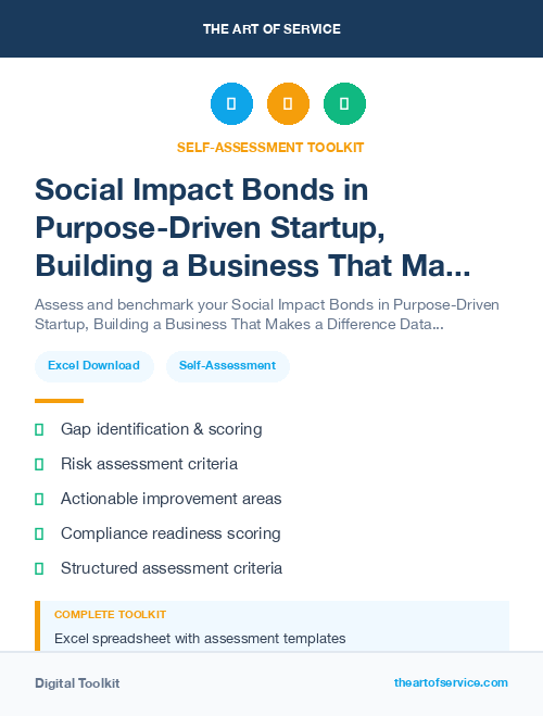 Social Impact Bonds in Purpose-Driven Startup, Building a Business That Makes a Difference Dataset