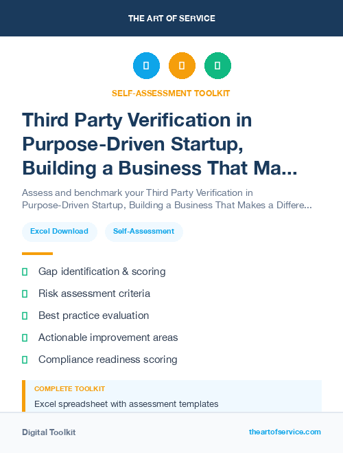 Third Party Verification in Purpose-Driven Startup, Building a Business That Makes a Difference Dataset