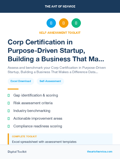 Corp Certification in Purpose-Driven Startup, Building a Business That Makes a Difference Dataset