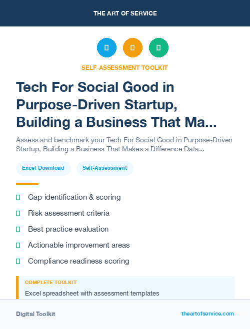 Tech For Social Good in Purpose-Driven Startup, Building a Business That Makes a Difference Dataset