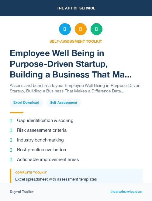 Employee Well Being in Purpose-Driven Startup, Building a Business That Makes a Difference Dataset