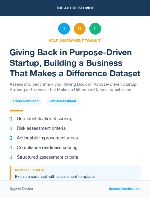 Giving Back in Purpose-Driven Startup, Building a Business That Makes a Difference Dataset