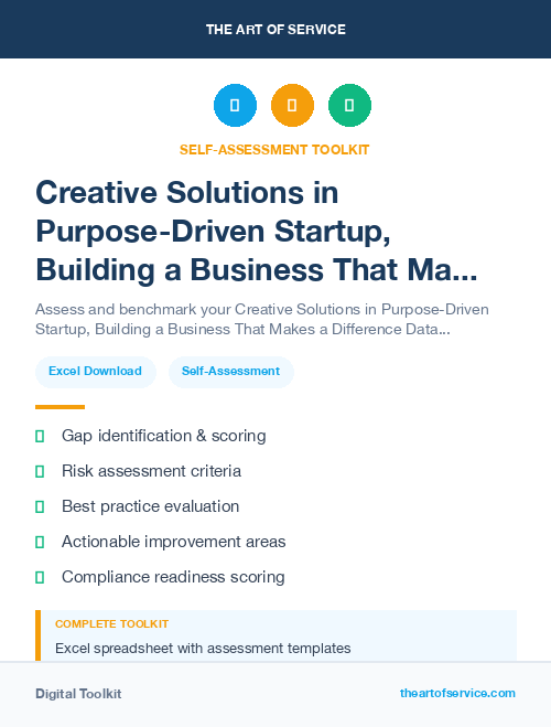 Creative Solutions in Purpose-Driven Startup, Building a Business That Makes a Difference Dataset