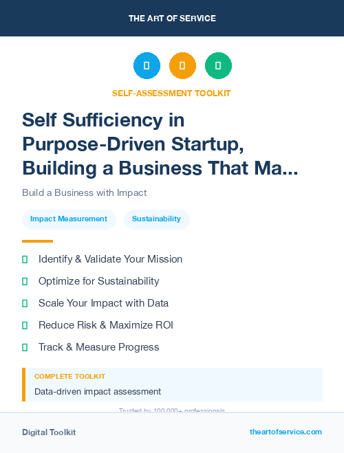 Self Sufficiency in Purpose-Driven Startup, Building a Business That Makes a Difference Dataset