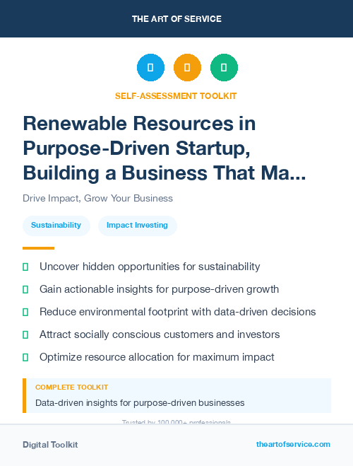 Renewable Resources in Purpose-Driven Startup, Building a Business That Makes a Difference Dataset