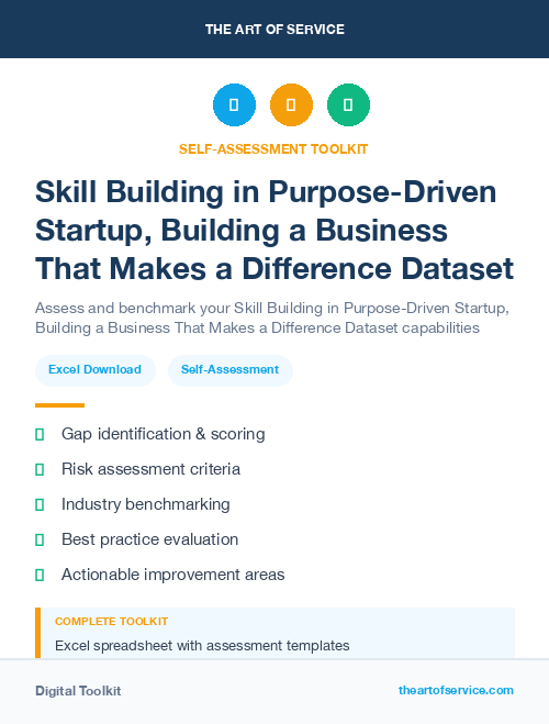 Skill Building in Purpose-Driven Startup, Building a Business That Makes a Difference Dataset