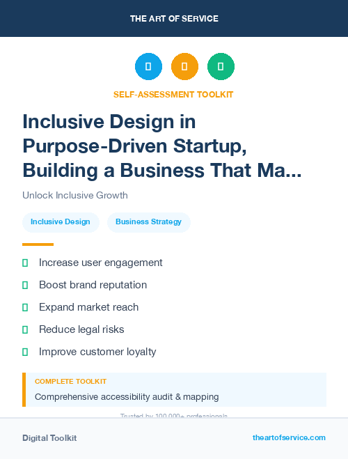 Inclusive Design in Purpose-Driven Startup, Building a Business That Makes a Difference Dataset
