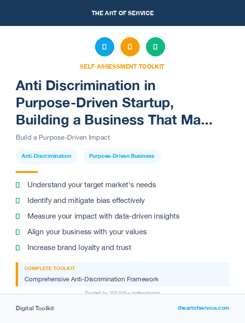 Anti Discrimination in Purpose-Driven Startup, Building a Business That Makes a Difference Dataset