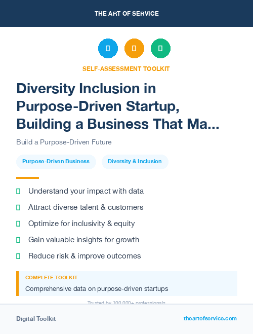 Diversity Inclusion in Purpose-Driven Startup, Building a Business That Makes a Difference Dataset