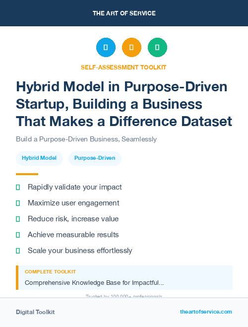 Hybrid Model in Purpose-Driven Startup, Building a Business That Makes a Difference Dataset
