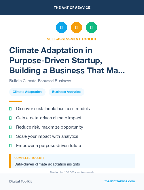 Climate Adaptation in Purpose-Driven Startup, Building a Business That Makes a Difference Dataset