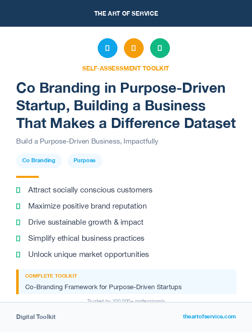 Co Branding in Purpose-Driven Startup, Building a Business That Makes a Difference Dataset