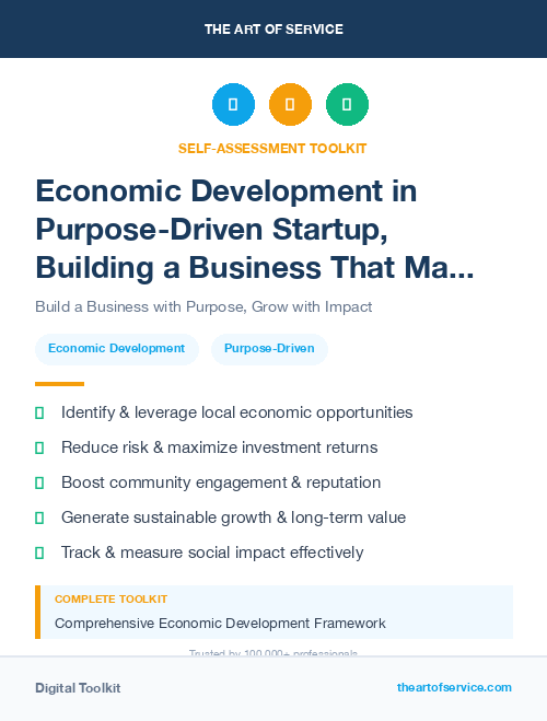 Economic Development in Purpose-Driven Startup, Building a Business That Makes a Difference Dataset