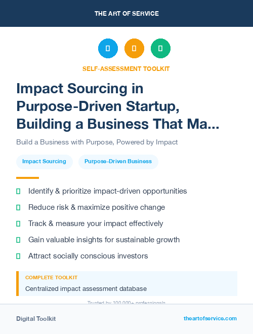 Impact Sourcing in Purpose-Driven Startup, Building a Business That Makes a Difference Dataset
