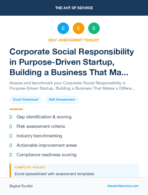 Corporate Social Responsibility in Purpose-Driven Startup, Building a Business That Makes a Difference Dataset