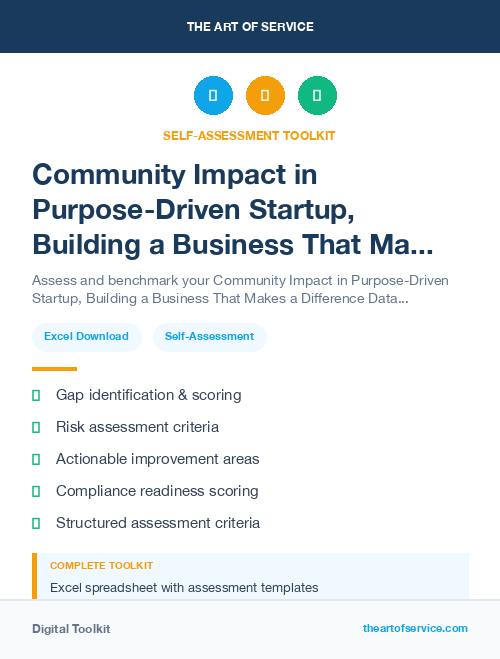 Community Impact in Purpose-Driven Startup, Building a Business That Makes a Difference Dataset