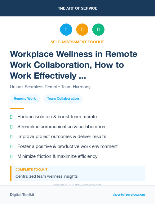 Workplace Wellness in Remote Work Collaboration, How to Work Effectively and Harmoniously with Your Remote Team Dataset