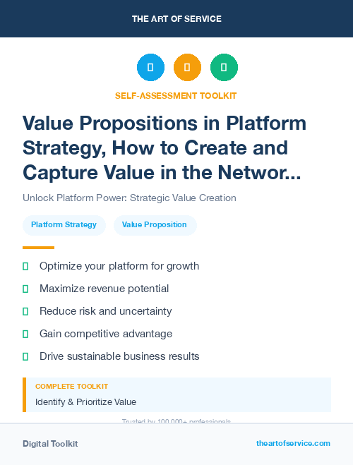 Value Propositions in Platform Strategy, How to Create and Capture Value in the Networked Business World Dataset
