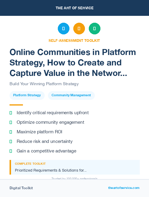 Online Communities in Platform Strategy, How to Create and Capture Value in the Networked Business World Dataset