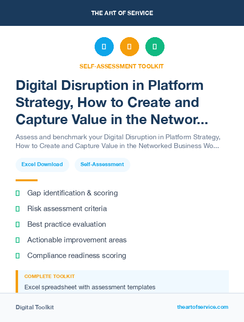 Digital Disruption in Platform Strategy, How to Create and Capture Value in the Networked Business World Dataset