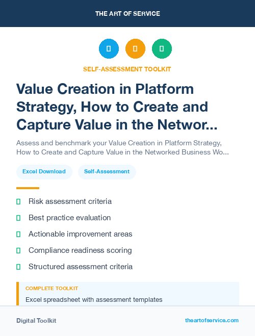 Value Creation in Platform Strategy, How to Create and Capture Value in the Networked Business World Dataset