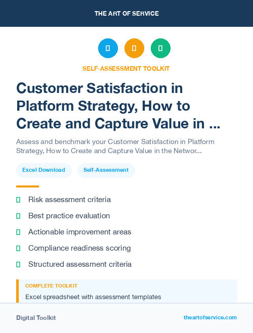 Customer Satisfaction in Platform Strategy, How to Create and Capture Value in the Networked Business World Dataset