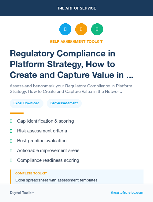 Regulatory Compliance in Platform Strategy, How to Create and Capture Value in the Networked Business World Dataset