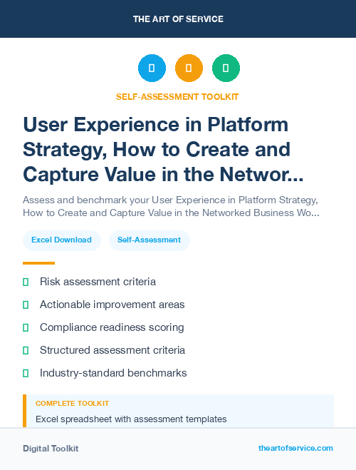 User Experience in Platform Strategy, How to Create and Capture Value in the Networked Business World Dataset