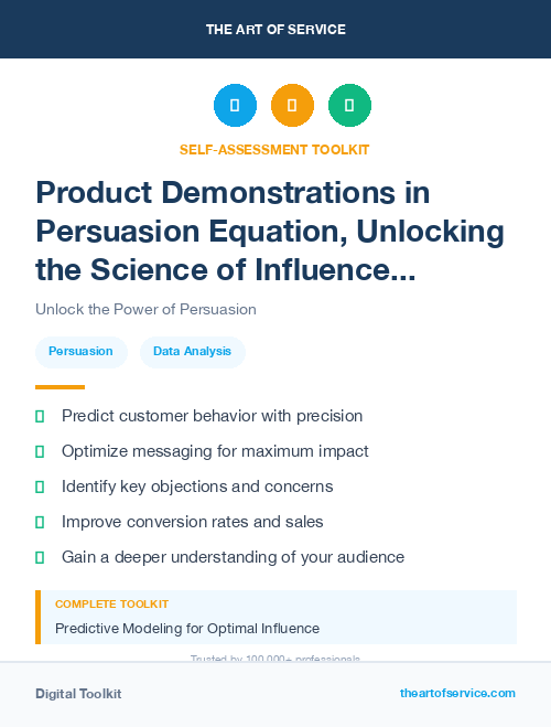 Product Demonstrations in Persuasion Equation, Unlocking the Science of Influence in Marketing and Sales Dataset
