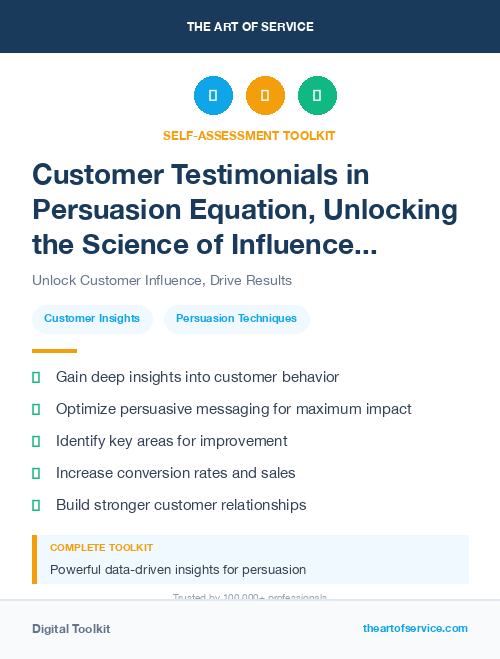 Customer Testimonials in Persuasion Equation, Unlocking the Science of Influence in Marketing and Sales Dataset