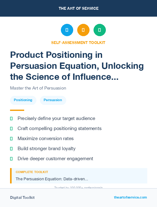Product Positioning in Persuasion Equation, Unlocking the Science of Influence in Marketing and Sales Dataset