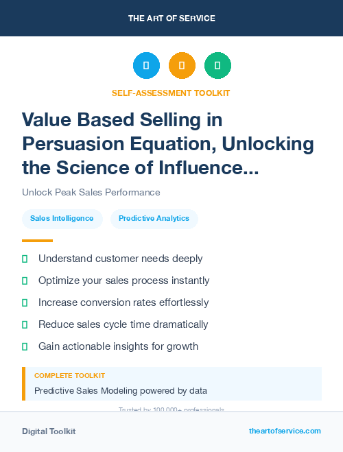 Value Based Selling in Persuasion Equation, Unlocking the Science of Influence in Marketing and Sales Dataset
