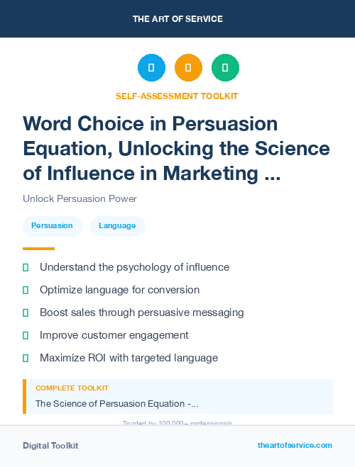 Word Choice in Persuasion Equation, Unlocking the Science of Influence in Marketing and Sales Dataset
