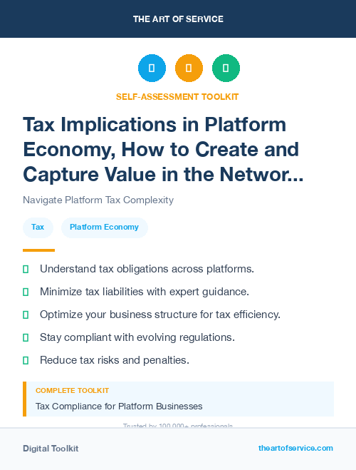 Tax Implications in Platform Economy, How to Create and Capture Value in the Networked Business World Dataset
