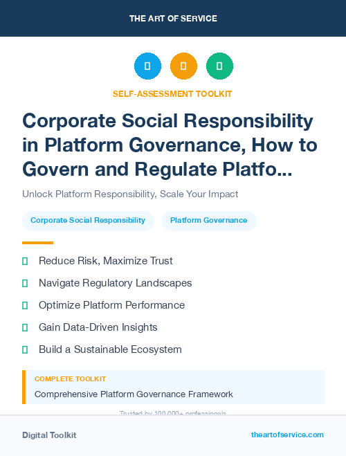 Corporate Social Responsibility in Platform Governance, How to Govern and Regulate Platforms and Platform Ecosystems Dataset