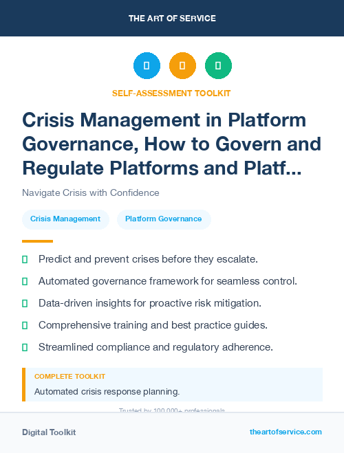 Crisis Management in Platform Governance, How to Govern and Regulate Platforms and Platform Ecosystems Dataset