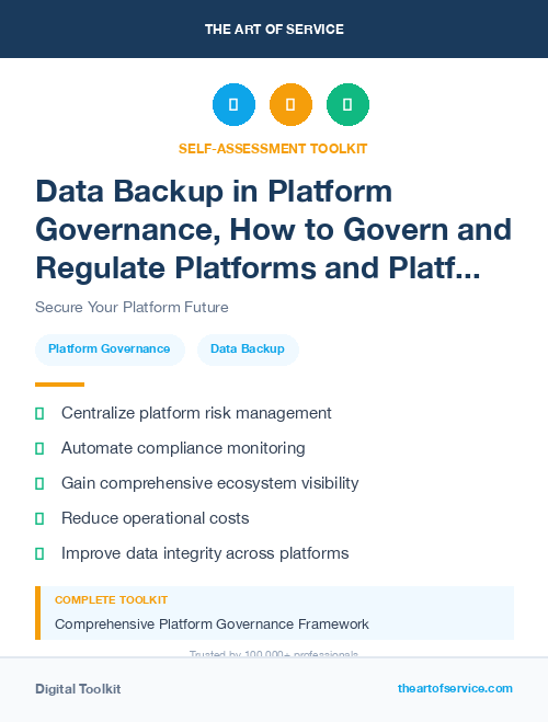Data Backup in Platform Governance, How to Govern and Regulate Platforms and Platform Ecosystems Dataset