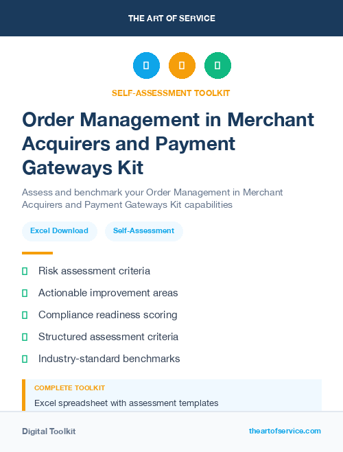 Order Management in Merchant Acquirers and Payment Gateways Kit