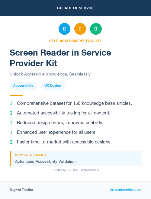 Screen Reader in Service Provider Kit