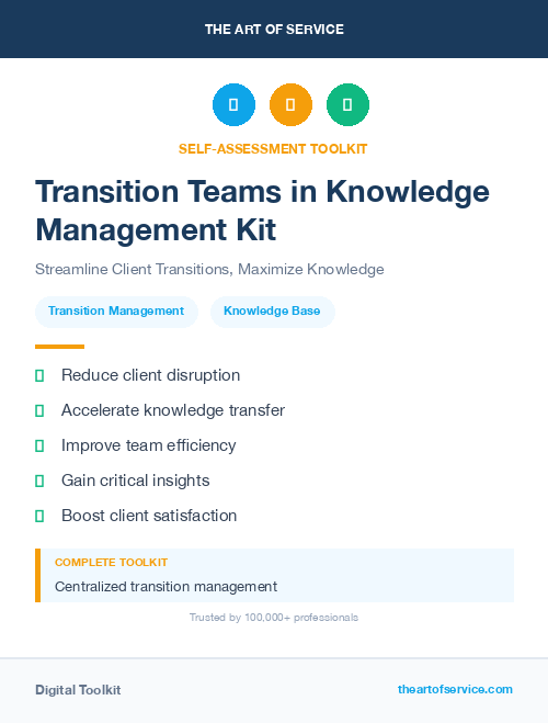 Transition Teams in Knowledge Management Kit