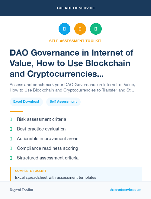 DAO Governance in Internet of Value, How to Use Blockchain and Cryptocurrencies to Transfer and Store Value Kit