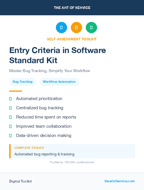 Entry Criteria in Software Standard Kit